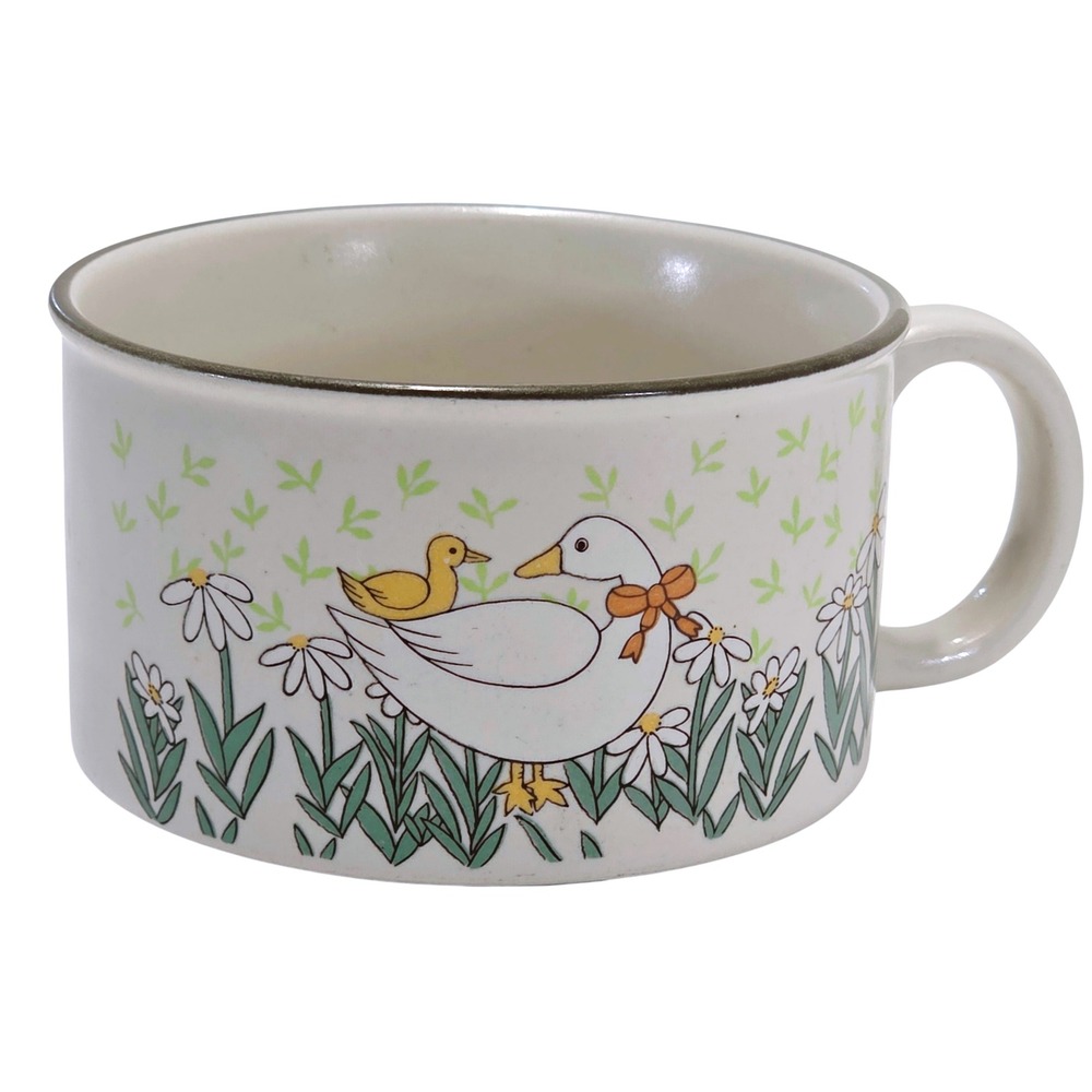 Vintage‎ Sunny 22208 Made in Korea Ceramic Soup Bowl Mug Ducks Daisies Farmhouse